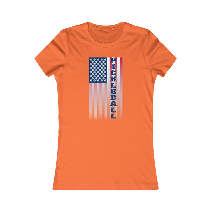 Pickleball Flag Vertical-2 (Faded) Women's Slim-Fit Premium Cotton T-Shirt - Great Pickleball Stuff