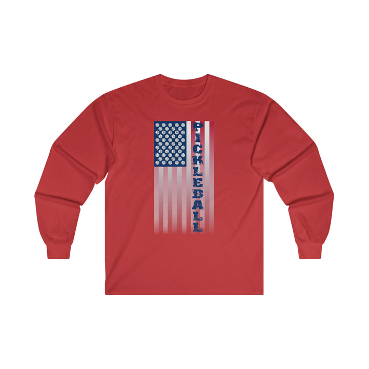 Pickleball Flag Vertical-2 (Faded) Ultra Cotton Long Sleeve Tee - Great Pickleball Stuff