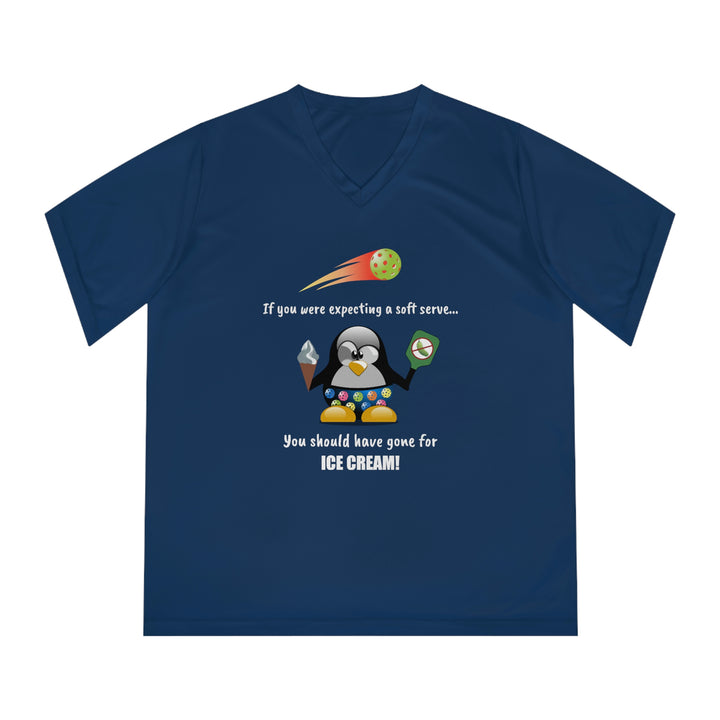 Should Have Gone for Ice Cream Women's Moisture-Wicking V-Neck T-Shirt - Great Pickleball Stuff