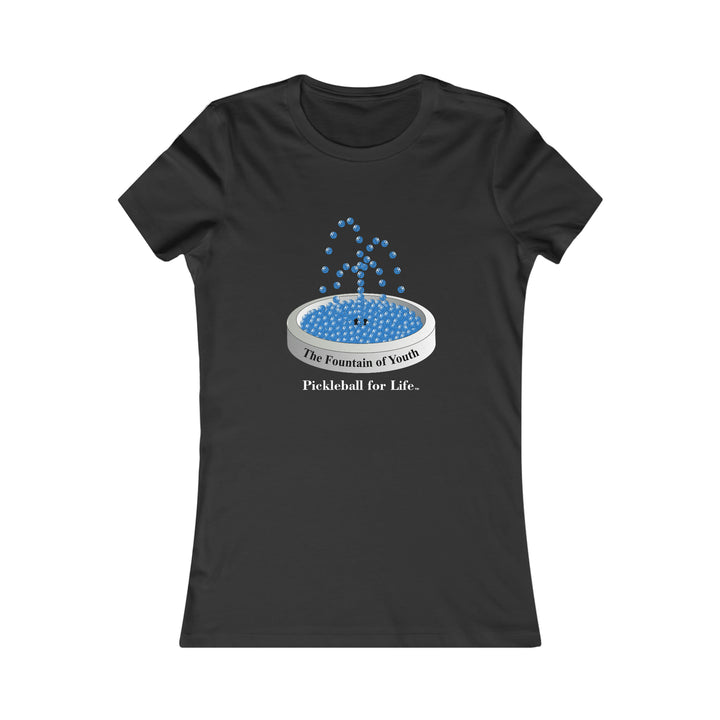 The Pickleball Fountain-Blue Women's Slim-Fit Premium Cotton T-Shirt - Great Pickleball Stuff