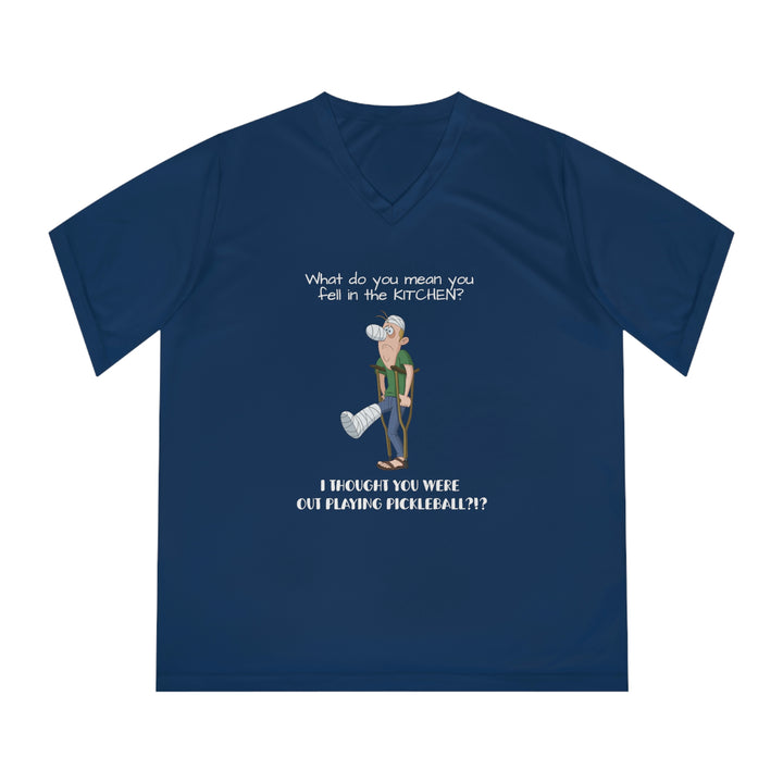 I Thought You Were Out Playing Pickleball? Women's Moisture-Wicking V-Neck T-Shirt - Great Pickleball Stuff