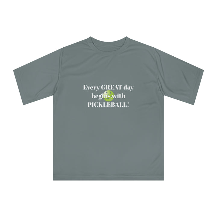 Every Great Day Begins with Pickleball! Unisex Moisture-Wicking T-Shirt - Great Pickleball Stuff