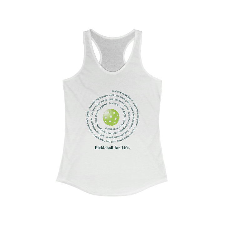 Just One More Game-Spiral Women's Racerback Tank - Great Pickleball Stuff