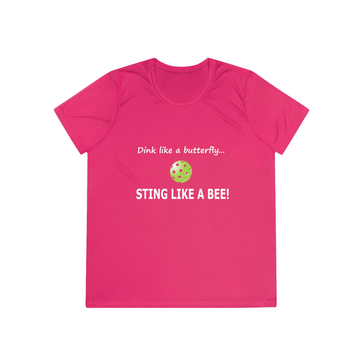 Dink Like a Butterfly, Sting Like a Bee Women's Moisture-Wicking T-Shirt - Great Pickleball Stuff