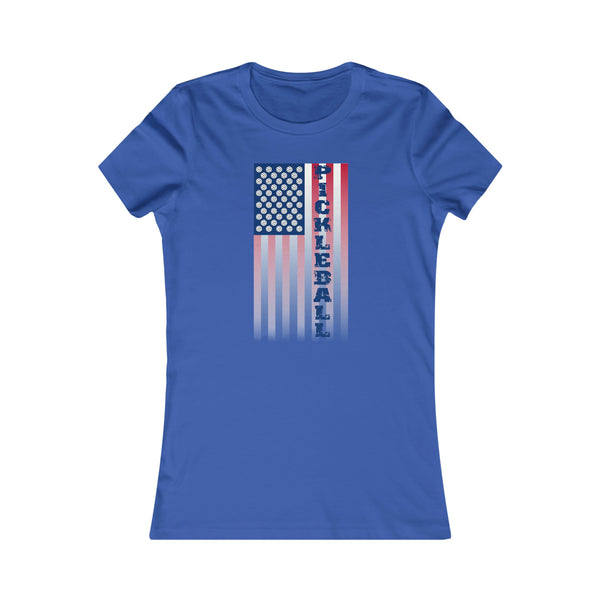 Pickleball Flag Vertical-2 (Faded) Women's Slim-Fit Premium Cotton T-Shirt - Great Pickleball Stuff