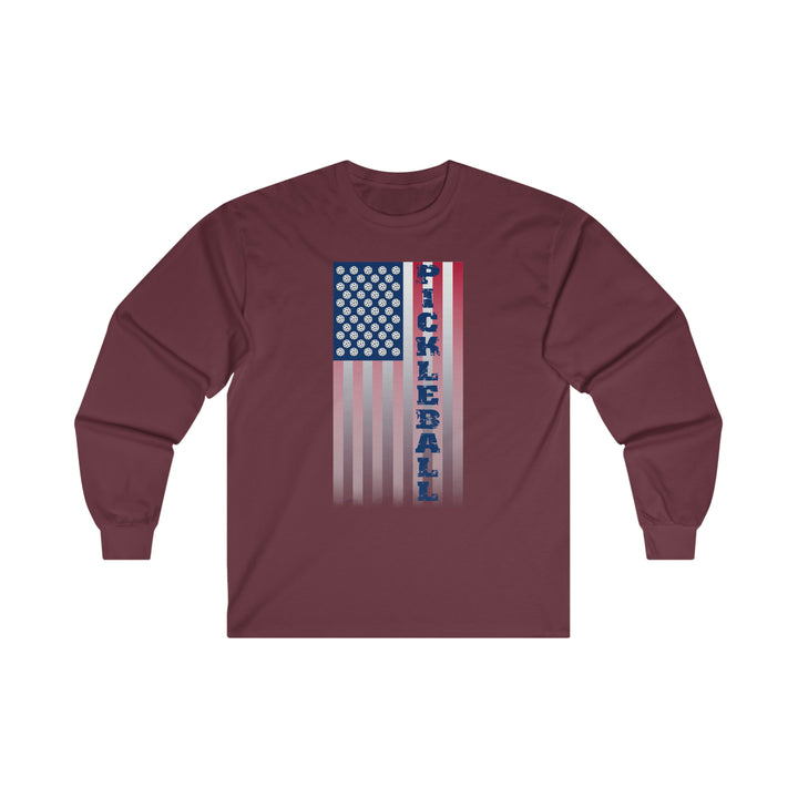 Pickleball Flag Vertical-2 (Faded) Ultra Cotton Long Sleeve Tee - Great Pickleball Stuff