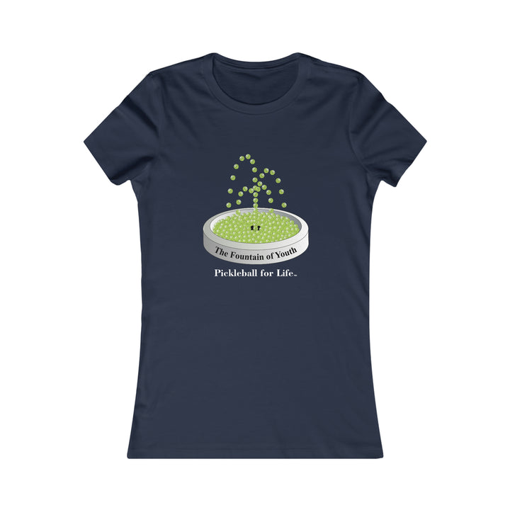 The Pickleball Fountain-Green Women's Slim-Fit Premium Cotton T-Shirt - Great Pickleball Stuff