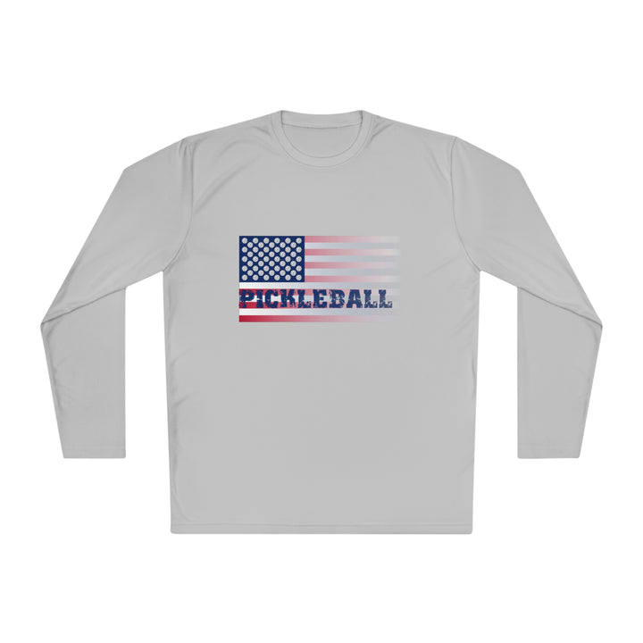 Pickleball Flag (Faded) Unisex Moisture-Wicking Long Sleeve Tee - Great Pickleball Stuff