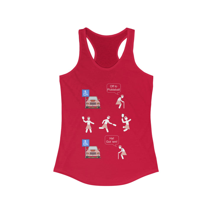 Got'em! (Old Woman) Women's Racerback Tank - Great Pickleball Stuff