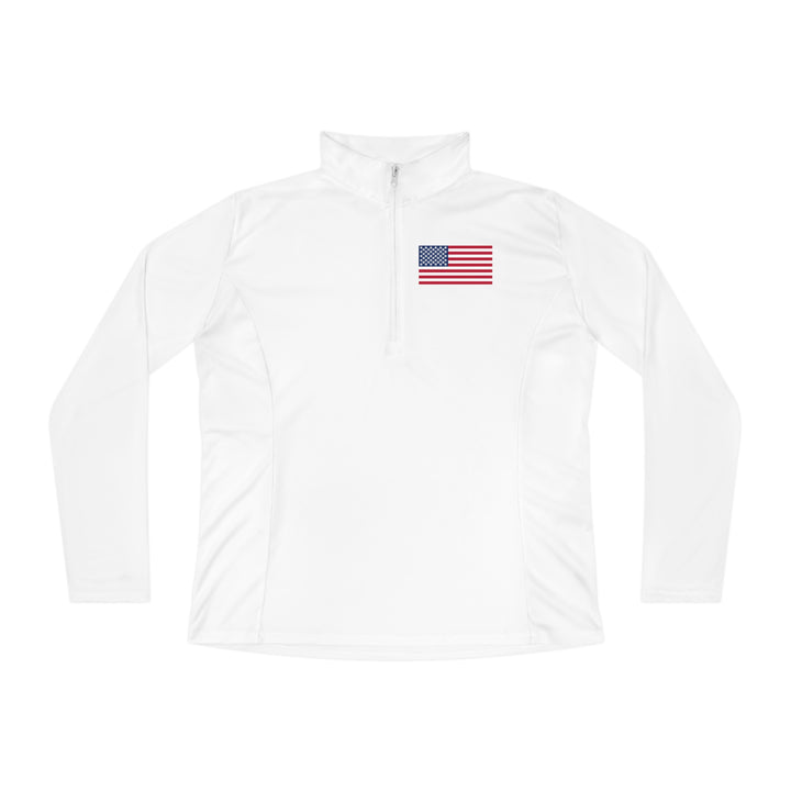 Pickleball Stars Flag Women's Moisture-Wicking Quarter-Zip Pullover - Great Pickleball Stuff