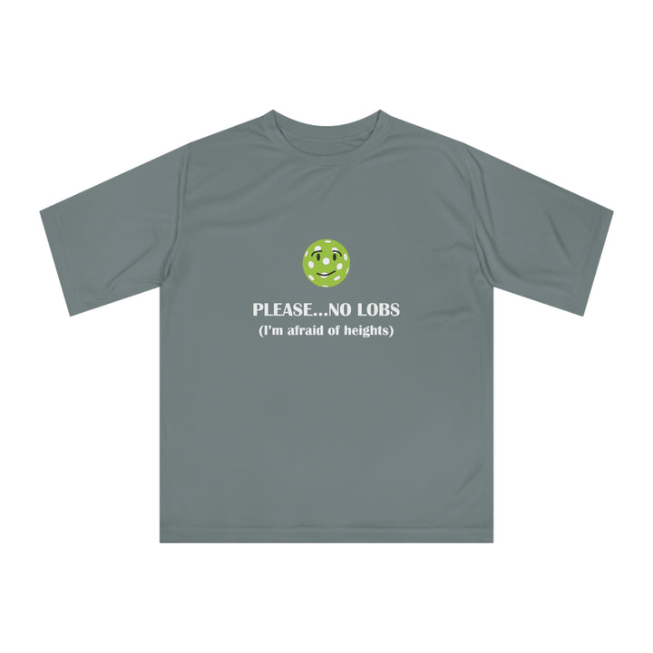 Please No Lobs-I'm Afraid of Heights Unisex Moisture-Wicking T-Shirt - Great Pickleball Stuff