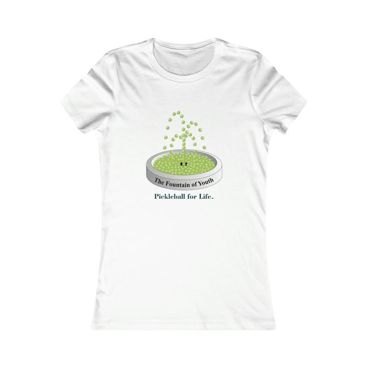 The Pickleball Fountain-Green Women's Slim-Fit Premium Cotton T-Shirt - Great Pickleball Stuff