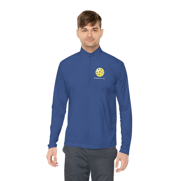 Pickleball for Life-Yellow Unisex Moisture-Wicking Quarter-Zip Pullover-Great Pickleball Stuff